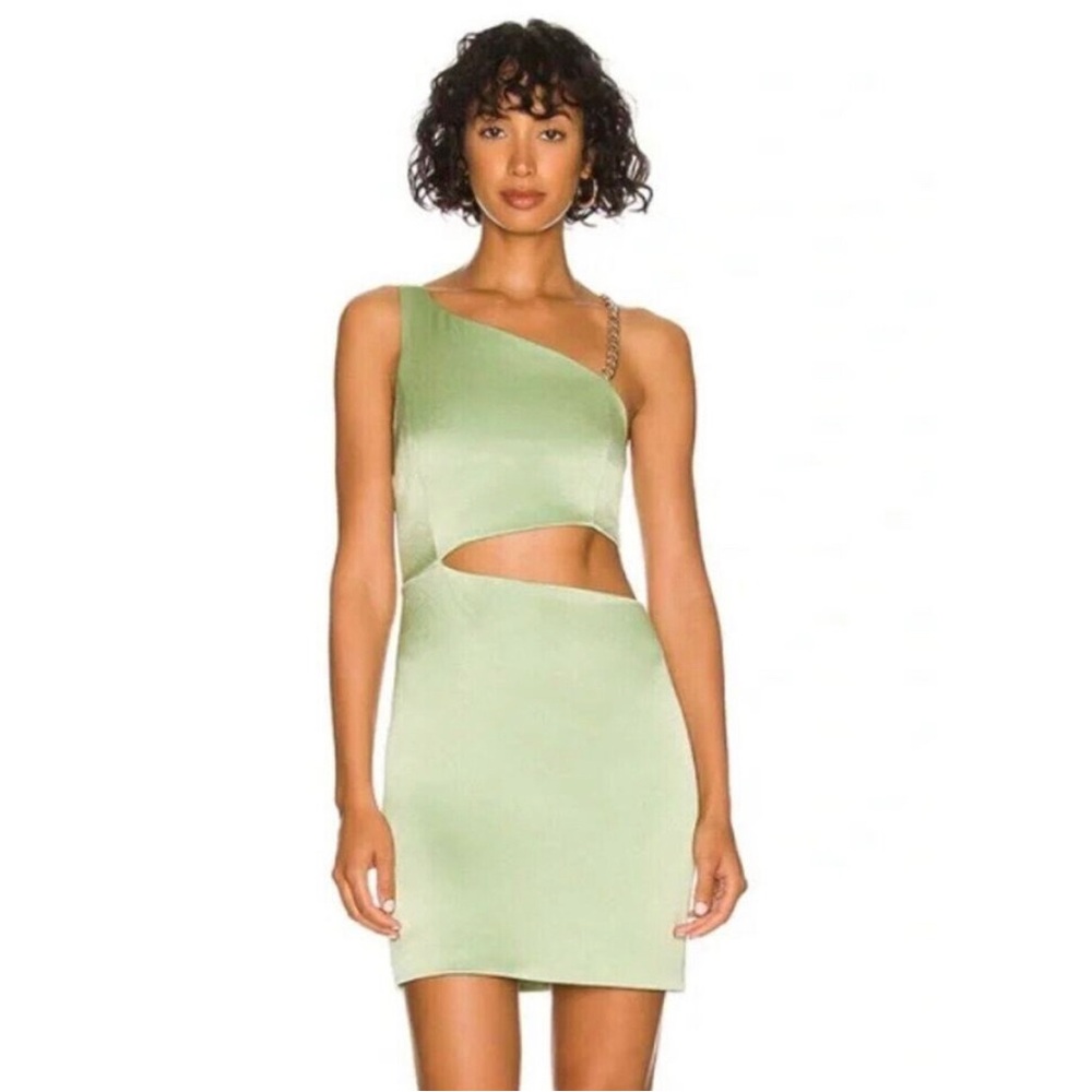 Alice + Olivia Dresses Karoline One Shoulder Chain Strap Cutout Dress